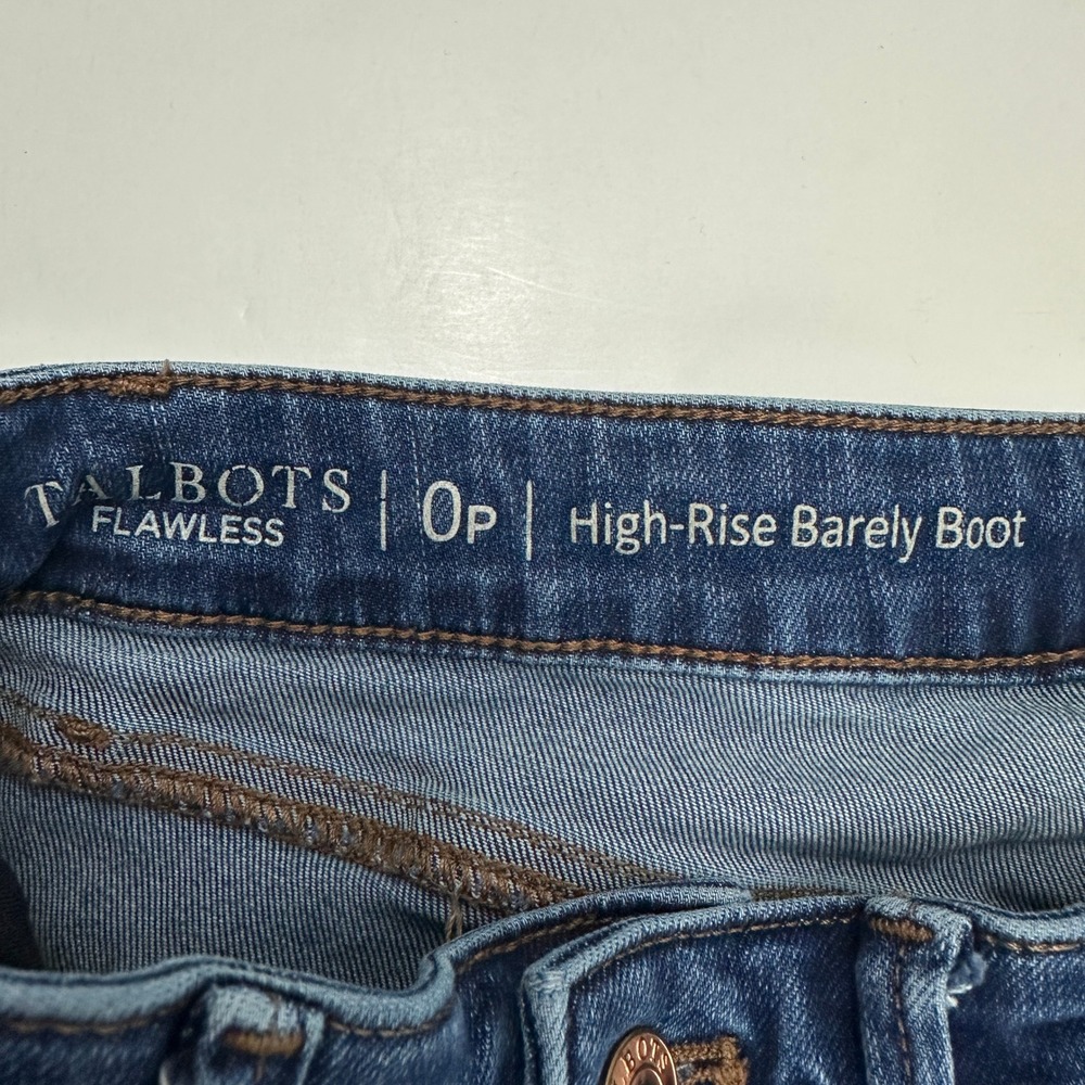Talbots Barely Boot Jeans Womens 0P Dark Blue Flawless High Rise Stretch Denim - Picture 3 of 5